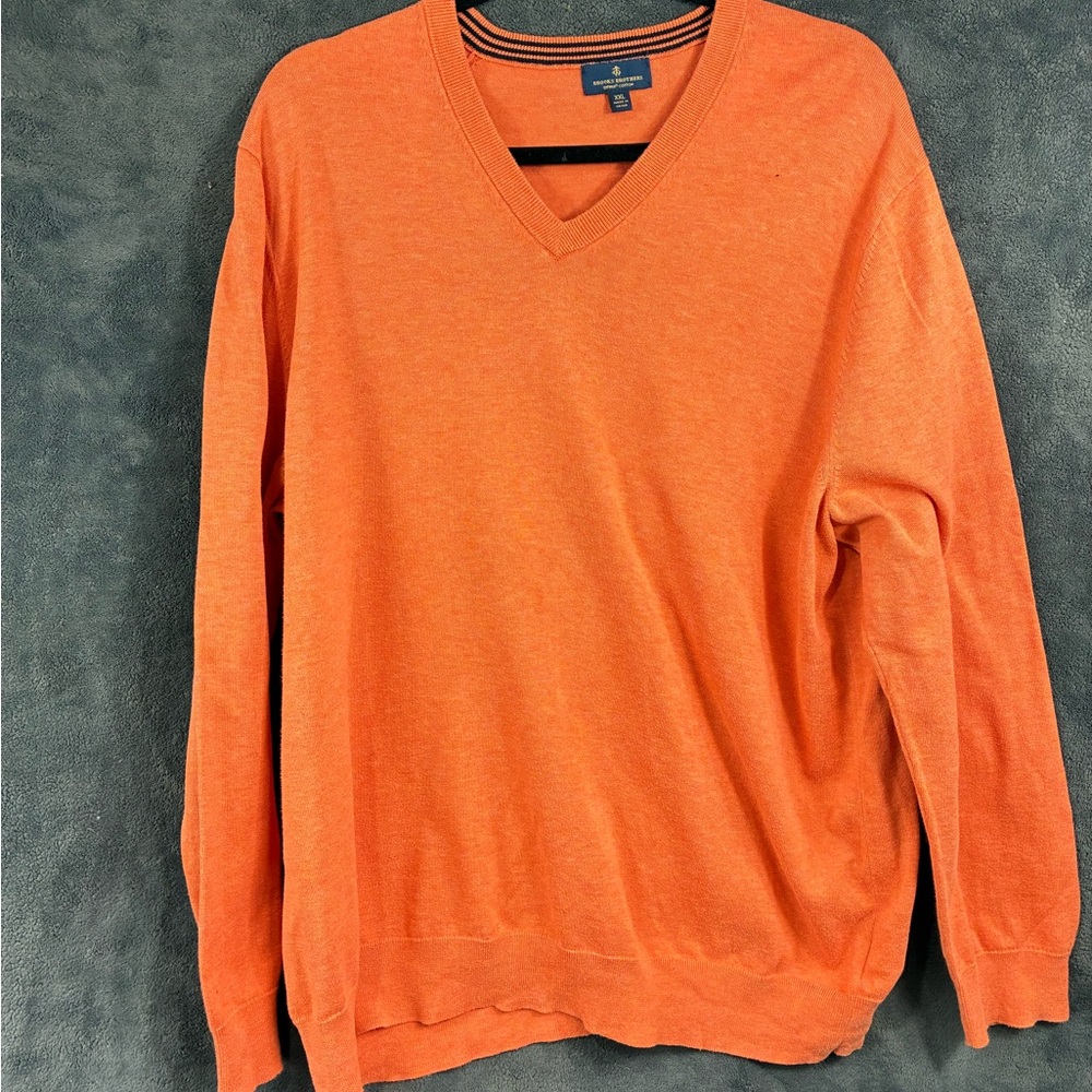 Brooks Brothers V-Neck Sweater in Bright Orange